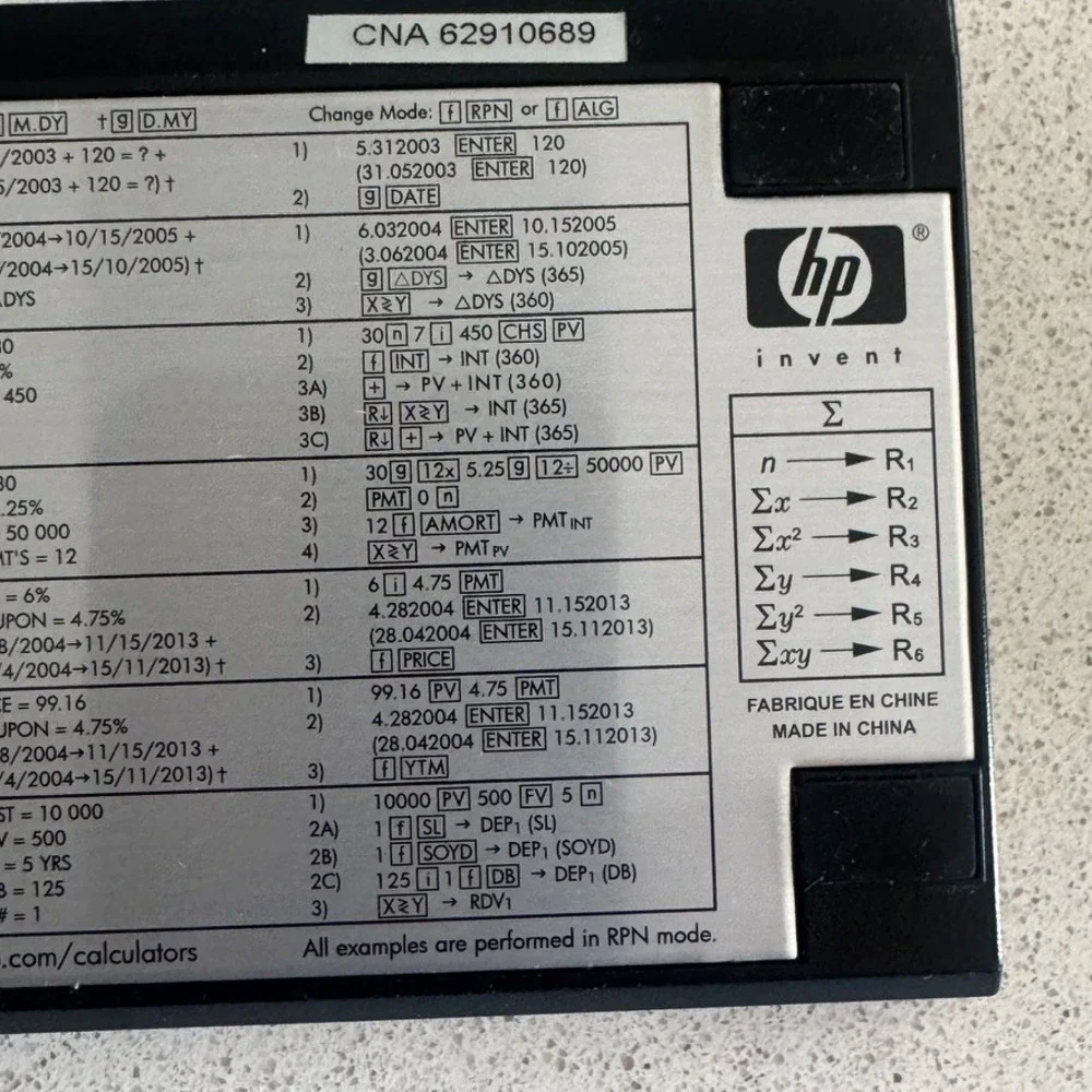 HP 12C Financial Calculator Black Tested - Works School College